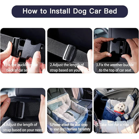 WATANIYA PET Dog Car Seat Plush and Portable Pet Booster Seat,Washable Pet Travel Carrier Bed, With Clip-on Safety Leash,Adjustable Straps for Pets up to 25lbs