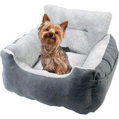 WATANIYA PET Dog Car Seat Plush and Portable Pet Booster Seat,Washable Pet Travel Carrier Bed, With Clip-on Safety Leash,Adjustable Straps for Pets up to 25lbs