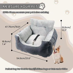 WATANIYA PET Dog Car Seat Plush and Portable Pet Booster Seat,Washable Pet Travel Carrier Bed, With Clip-on Safety Leash,Adjustable Straps for Pets up to 25lbs