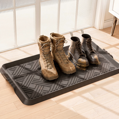 WATANIYA Waterproof Non-Slip Doormat Indoor/Outdoor Rubber Boot Tray, Pet Food Mats Tray - 16" x 27.5", Black