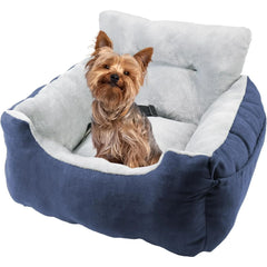 WATANIYA PET Dog Car Seat Plush and Portable Pet Booster Seat,Washable Pet Travel Carrier Bed, With Clip-on Safety Leash,Adjustable Straps for Pets up to 25lbs