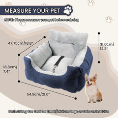 WATANIYA PET Dog Car Seat Plush and Portable Pet Booster Seat,Washable Pet Travel Carrier Bed, With Clip-on Safety Leash,Adjustable Straps for Pets up to 25lbs