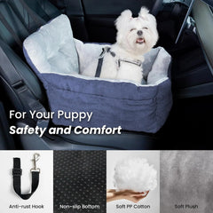 WATANIYA PET Dog Car Seat Plush and Portable Pet Booster Seat,Washable Pet Travel Carrier Bed, With Clip-on Safety Leash,Adjustable Straps for Pets up to 25lbs