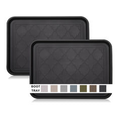 WATANIYA PET Boot Tray for Entryway Indoor, Heavy Duty Shoe Mat Tray 2 Packs, 16.7"x12.8" Waterproof Shoes Trays with Raised Edge, Outdoor Multi-Purpose Mats for Boots, Garden, Pets