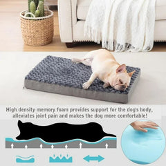 WATANIYA PET Memory Foam Soft Rose Plush Dog Bed, Non Slip Bottom, Washable Pet Bed Mattress