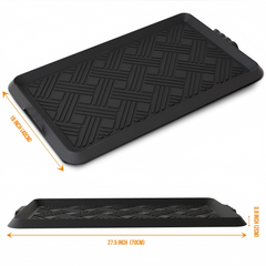 WATANIYA Waterproof Non-Slip Doormat Indoor/Outdoor Rubber Boot Tray, Pet Food Mats Tray - 16" x 27.5", Black