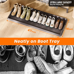 WATANIYA Waterproof Non-Slip Doormat Indoor/Outdoor Rubber Boot Tray, Pet Food Mats Tray - 16" x 27.5", Black